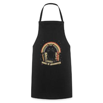 black cat sitting on books - Cooking Apron - black - Front - AI Model Male 185 dark (185cm)