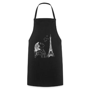 Paris Tour Eiffel France Femme Coeurs Line Art - Tablier de cuisine - noir - Devant - AI Model Male 185 dark (185cm)
