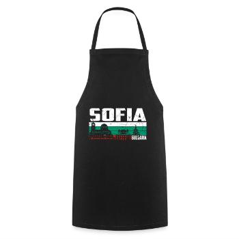 Sofia Bulgaria - Cooking Apron - black - Front - AI Model Male 185 dark (185cm)