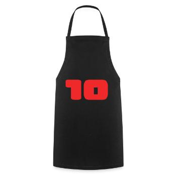10. 10 JAHRE. 10-JÄHRIGES JUBILÄUM. GEBURTSTAG 10 JAHRE. - Kochschürze - Schwarz - Vorne - AI Model Male 185 dark (185cm)