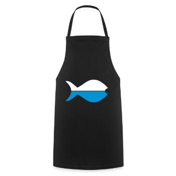 Zwei Fischhälften - Kochschürze - Schwarz - Vorne - AI Model Male 185 dark (185cm)