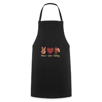 Thanksgiving Paix Amour Turquie - Tablier de cuisine - noir - Devant - AI Model Male 185 dark (185cm)