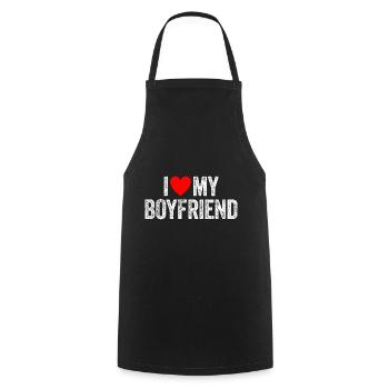 I Love My Boyfriend Valentine's Day Boyfriend - Cooking Apron - black - Front - AI Model Male 185 dark (185cm)