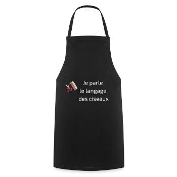 T-shirt Créatif - Je Parle le Langage des Ciseaux - Tablier de cuisine - noir - Devant - AI Model Male 185 dark (185cm)