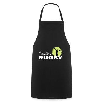 rugby rugbyspieler rugbysaison this is rugby - Kochschürze - Schwarz - Vorne - AI Model Male 185 dark (185cm)