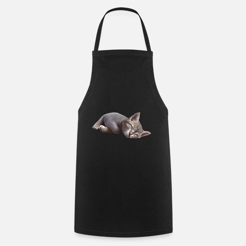Schlafende Katze - Kochschürze - Schwarz