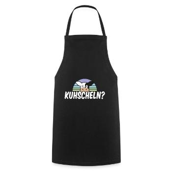 Kuhscheln niedliches Kuh Wortspiel - Kochschürze - Schwarz - Vorne - AI Model Male 185 dark (185cm)