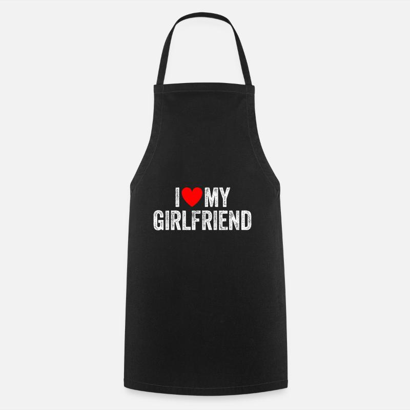 J’aime ma copine La Saint-Valentin copine - Tablier de cuisine - noir