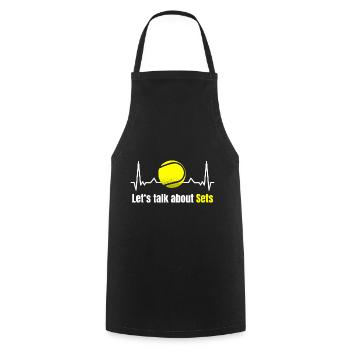 Tennis Saying Let's talk about Sets Tennis Coach - Cooking Apron - black - Front - AI Model Male 185 dark (185cm)