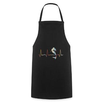 Sirène battante de cœur - Tablier de cuisine - noir - Devant - AI Model Male 185 dark (185cm)