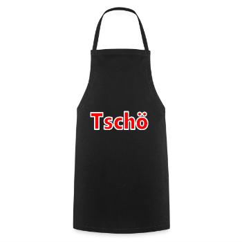 Köln Tschö mít Ö - kölsche Sproch - Kochschürze - Schwarz - Vorne - AI Model Male 185 dark (185cm)