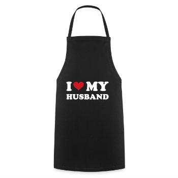 Je coeur mon mari - Tablier de cuisine - noir - Devant - AI Model Male 185 dark (185cm)