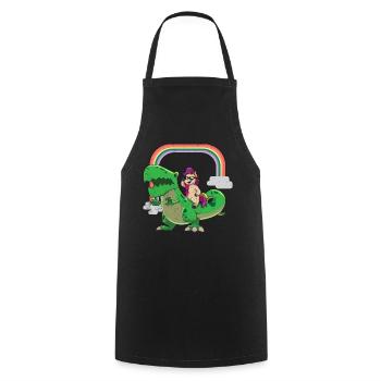 La licorne chevauche les dinosaures - Tablier de cuisine - noir - Devant - AI Model Male 185 dark (185cm)