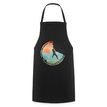 Climber free solo - Cooking Apron - black - Front - AI Model Male 185 dark (185cm)