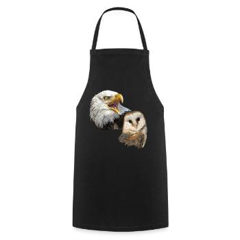 Barn Owl and American Pigago - Cooking Apron - black - Front - AI Model Male 185 dark (185cm)