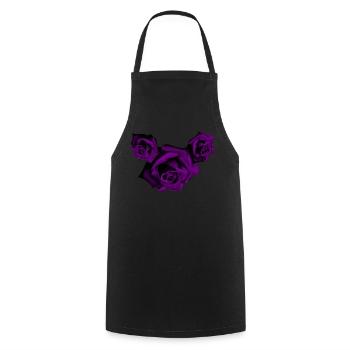 Roses - Roses violettes - Tablier de cuisine - noir - Devant - AI Model Male 185 dark (185cm)