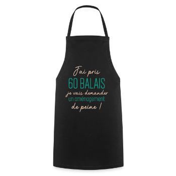 60 ans anniversaire - Tablier de cuisine - noir - Devant - AI Model Male 185 dark (185cm)