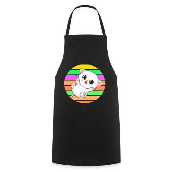 Bébé chaton au coucher du soleil - Tablier de cuisine - noir - Devant - AI Model Male 185 dark (185cm)
