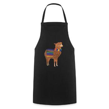 Lama Alpaka Vikunja Guanako Peru Anden - Kochschürze - Schwarz - Vorne - AI Model Male 185 dark (185cm)