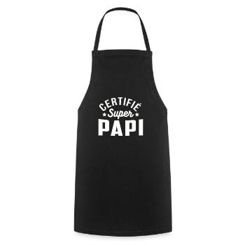 Certifié super papi cadeau grand père - Tablier de cuisine - noir - Devant - AI Model Male 185 dark (185cm)