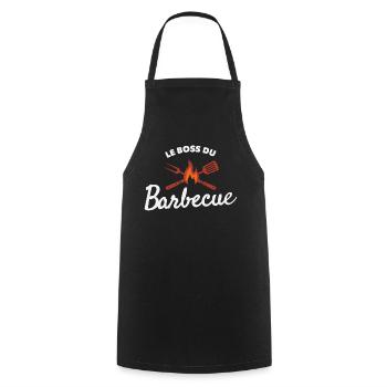Tablier barbecue homme 🔥 LE BOSS DU BARBECUE ! - Tablier de cuisine - noir - Devant - AI Model Male 185 dark (185cm)