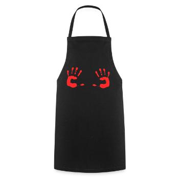 Hands off - or not - red hand - Cooking Apron - black - Front - AI Model Male 185 dark (185cm)