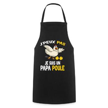Papa Poule A Plein Temps Cadeau Humour Père - Tablier de cuisine - noir - Devant - AI Model Male 185 dark (185cm)