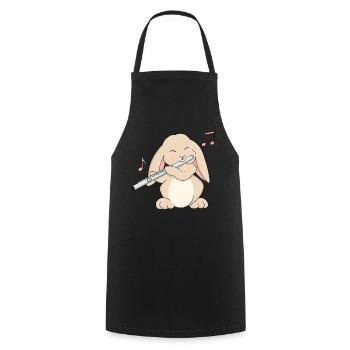 Cute Rabbit Flute Player, Kawaii Lop Eared abbitR - Cooking Apron - black - Front - AI Model Male 185 dark (185cm)