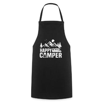 campeur heureux camping-car t-shirt camping - Tablier de cuisine - noir - Devant - AI Model Male 185 dark (185cm)
