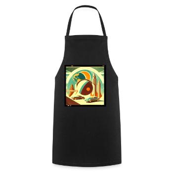 Planète rétro imaginaire - Tablier de cuisine - noir - Devant - AI Model Male 185 dark (185cm)