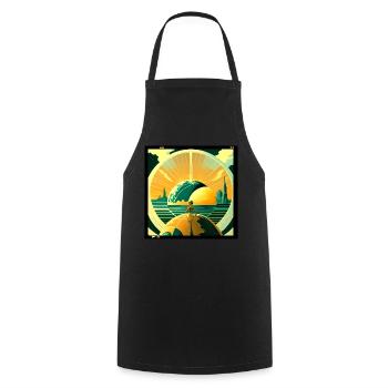 Planète futuro vintage - Tablier de cuisine - noir - Devant - AI Model Male 185 dark (185cm)
