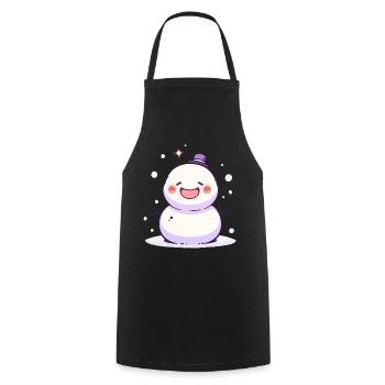 Cute Christmas Snowman - Holiday Design - Cooking Apron - black - Front - AI Model Male 185 dark (185cm)