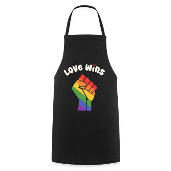 LGBT Love Wins Pride Fist Design for Equality - Cooking Apron - black - Front - AI Model Male 185 dark (185cm)