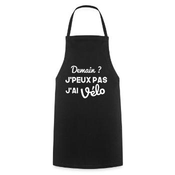 Demain J'peux pas j'ai Vélo - Tablier de cuisine - noir - Devant - AI Model Male 185 dark (185cm)