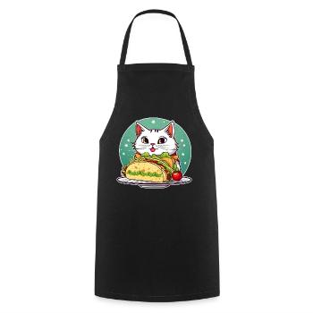 Niedliche Katze mit Taco - Kochschürze - Schwarz - Vorne - AI Model Male 185 dark (185cm)