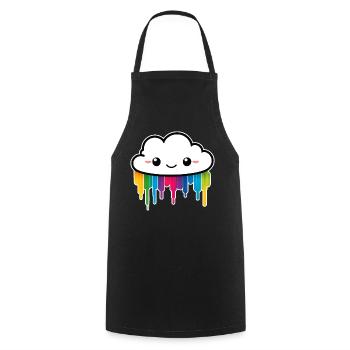Cute Cloud Raining Rainbow Colors - Cooking Apron - black - Front - AI Model Male 185 dark (185cm)