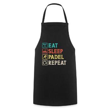 Eat Sleep Padel Repeat - Kochschürze - Schwarz - Vorne - AI Model Male 185 dark (185cm)