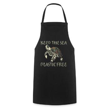 Gardez la mer sans plastique tortue Motif - Tablier de cuisine - noir - Devant - AI Model Male 185 dark (185cm)
