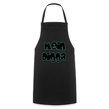 Moin Digga - Kochschürze - Schwarz - Vorne - AI Model Male 185 dark (185cm)