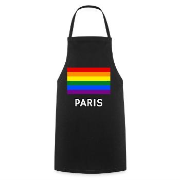 Pride Flagge Paris Schwul Regenbogen LGBTQ Queer Lesbe - Kochschürze - Schwarz - Vorne - AI Model Male 185 dark (185cm)