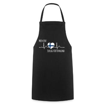Mon cœur bat pour la Finlande Scandinavie - Tablier de cuisine - noir - Devant - AI Model Male 185 dark (185cm)