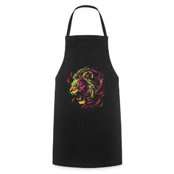 Lion Colorful Lion Head Neon Colorful Predator Art - Cooking Apron - black - Front - AI Model Male 185 dark (185cm)