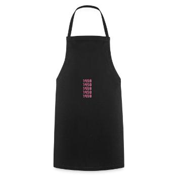 Year 1958 - Cooking Apron - black - Front - AI Model Male 185 dark (185cm)
