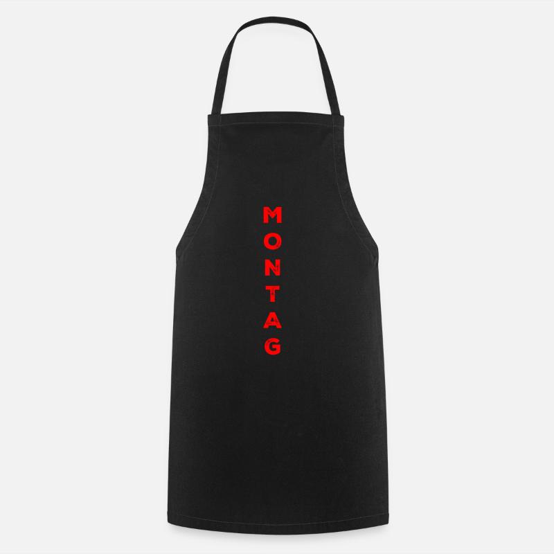 Monday - red - Cooking Apron - black