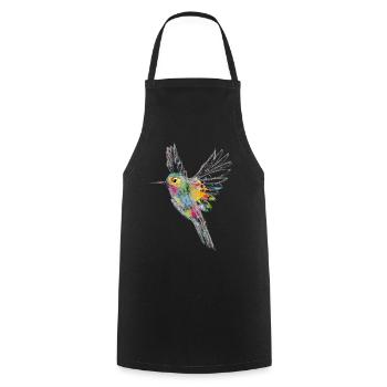 buntes Kolibri Aquarell Graffiti - Kochschürze - Schwarz - Vorne - AI Model Male 185 dark (185cm)