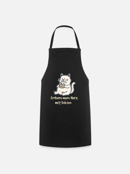 Erobere mein Herz mit Keksen Fantasy Katze Kinder - Kochschürze - Schwarz
