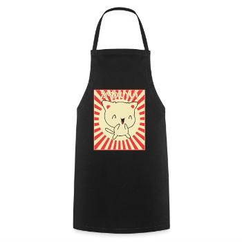 Japanese Kitty - Cooking Apron - black - Front - AI Model Male 185 dark (185cm)