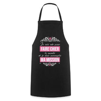 je suis née pour faire chier le monde - Tablier de cuisine - noir - Devant - AI Model Male 185 dark (185cm)