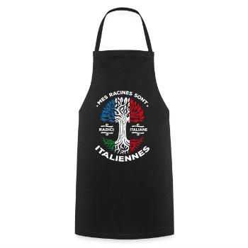 Mes racines sont italiennes Arbre France Italie - Tablier de cuisine - noir - Devant - AI Model Male 185 dark (185cm)