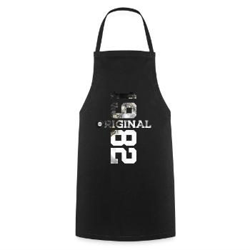 ORIGINAL 1982 COOL 44TH BIRTHDAY - Cooking Apron - black - Front - AI Model Male 185 dark (185cm)